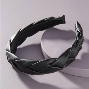 NWOT Braided Faux Leather Black Padded Headband